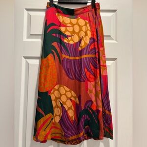 Farm Rio Vibrant Tropical Print Skirt in Pink, Orange & Green